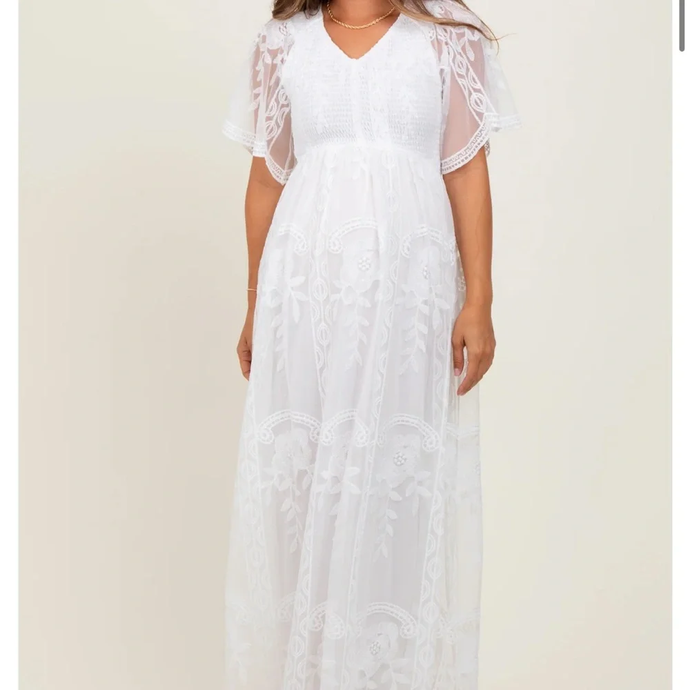 White Lace Maternity Maxi Dress - Picture 2 of 2